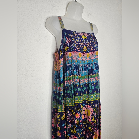 NWT Natural Life Bohemian Rainbow Floral Smocked Back Floral Tricia Maxi Dress - Picture 5 of 12